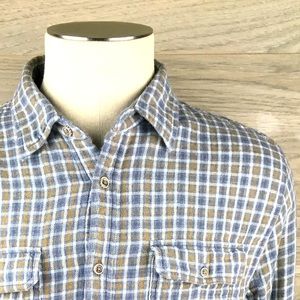 Carbon 2 Cobalt Men's Medium Soft 2-Pocket Longsleeve Button Up Plaid Flannel